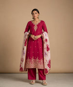 Pink Silk Embroidered Kurta Set