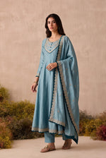 Sky Blue Vichitra Silk Suit Set