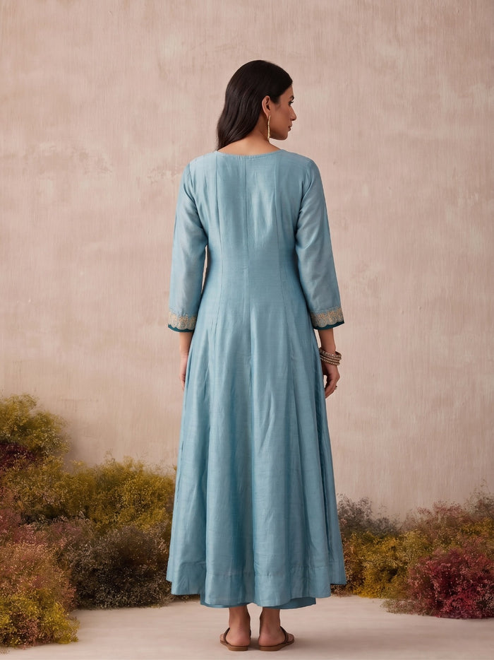 Sky Blue Vichitra Silk Suit Set