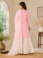 Pink Cotton Satin Sharara Suit Set