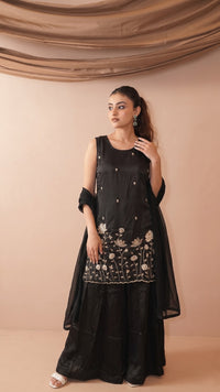 Black French Crepe Kurta Set