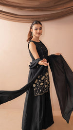 Black French Crepe Kurta Set