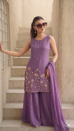 Lavender French Crepe Kurta Set