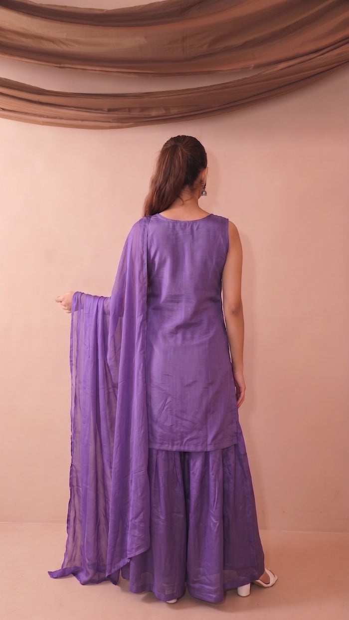 Lavender French Crepe Kurta Set