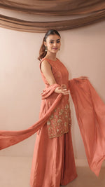 Peach French Crepe Kurta Set