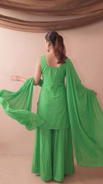 Parrot Green French Crepe Kurta Set