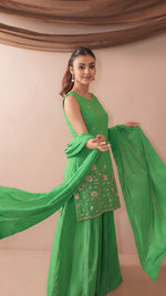 Parrot Green French Crepe Kurta Set