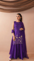 Wine French Crepe Kurta Set
