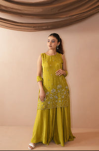 Mustard French Crepe Kurta Set
