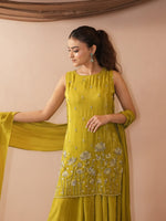 Mustard French Crepe Kurta Set