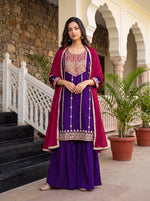 Royal Purple Vichitra Silk Kurta Set