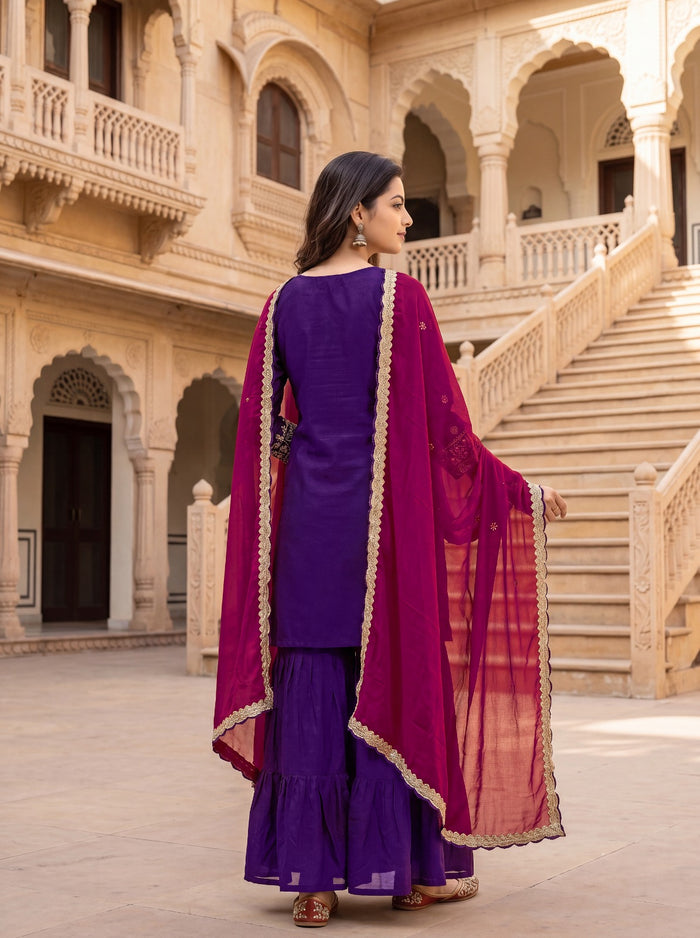 Royal Purple Vichitra Silk Kurta Set