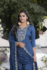 Midnight Bloom Embroidered Kurta Palazzo Set