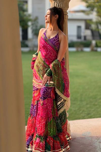 Multicolor Georgette Ruffle Sharara Set