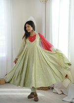 Pastel Green Embroidered Anarkali Suit Set