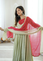 Pastel Green Embroidered Anarkali Suit Set