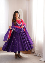 Purple Embroidered Anarkali Suit Set