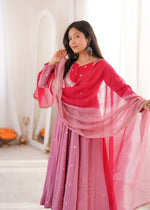 Dusty Pink Embroidered Anarkali Pant Set