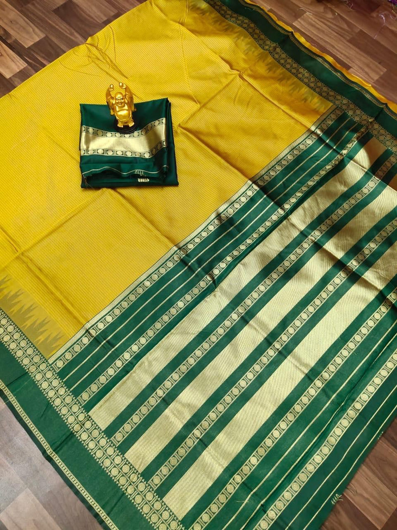 Elegant Yellow Jacquard Saree for Festive & Wedding Wear