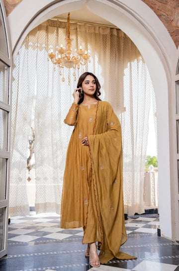 PARI Pure Mul Chanderi 3 Piece Suit Set with Dupatta