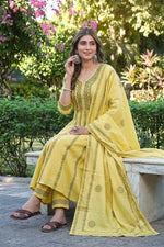 Yellow Bloom Printed Cotton Suit Set