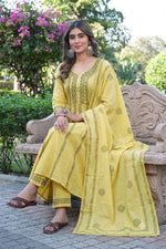 Yellow Bloom Printed Cotton Suit Set