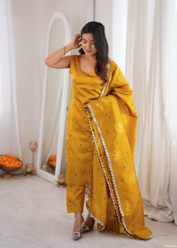 Yellow Aura Chanderi Jacquard Suit Set