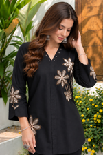 Classic Black Heavy Rayon Embroidered Co-Ord Set