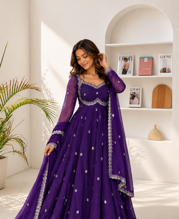Neha Elegant Purple Festival Anarkali Suit Set