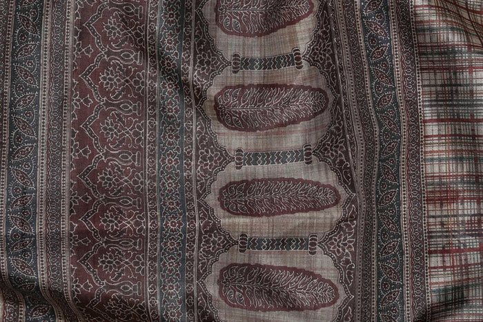 Adorable Multi Colored Cotton Linen Designer Printed Saree
