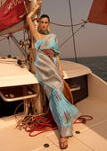 Adorning Sky Blue Colored Printed Pure Soft Silk Saree