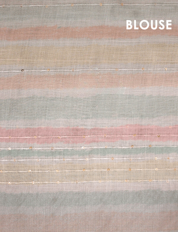 Alluring Baby Pink Colored Cotton Linen Designer Printed Saree