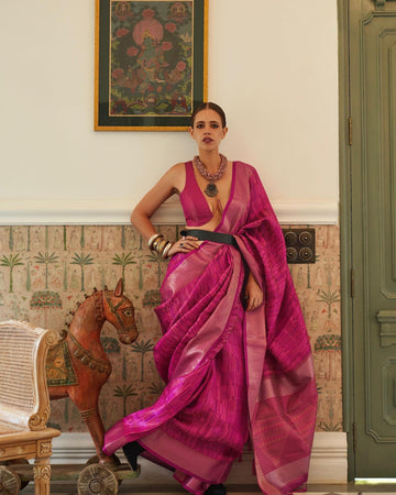 style bazaar Dark Pink Saree With Unstitched Blouse