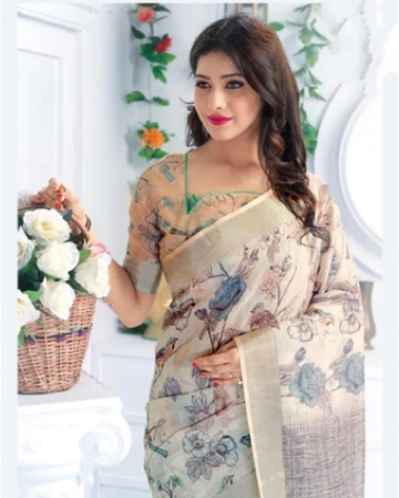 Panchi Art - 😍 Excellent Light Orange Colored Festive Wear Printed Pure  Linen Saree 😍 by Ibis Fab starting at Rs. 1,599.00 Steal the hearts away  with this breathtaking colored saree. This