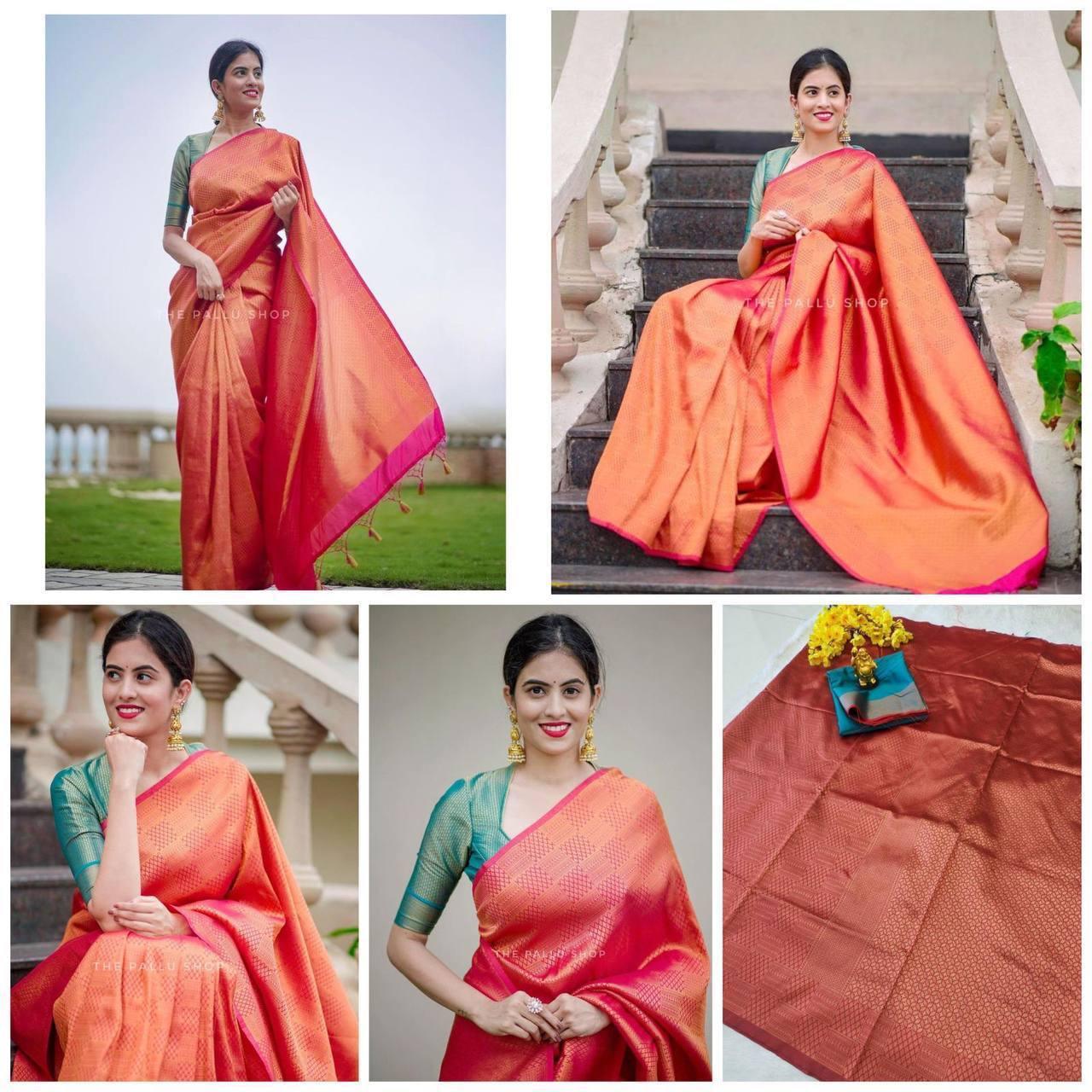 Attractive Red Soft Silk Saree With Pretty Blouse Piece - Ibis Fab