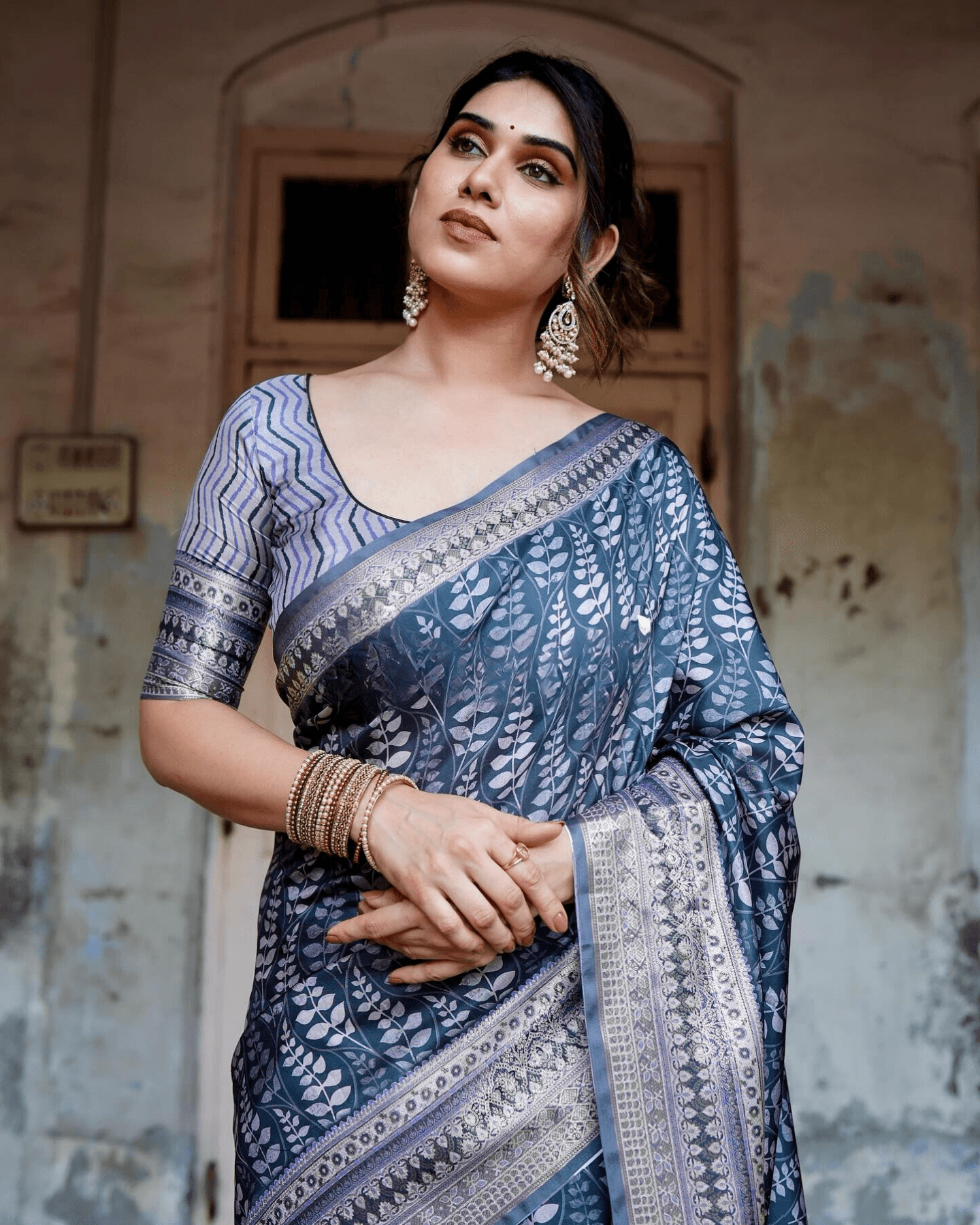 Awesome Navy Blue Colored Jacquard Silk Saree - Ibis Fab