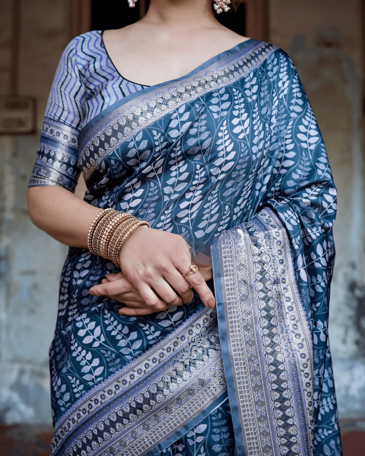 Awesome Navy Blue Colored Jacquard Silk Saree - Ibis Fab