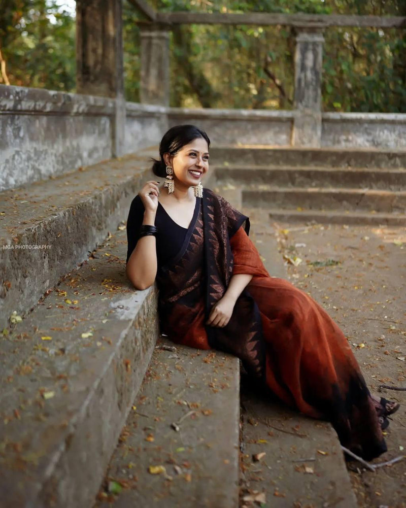 Banarasi Soft Silk Saree With Zari Weaving Work - Ibis Fab