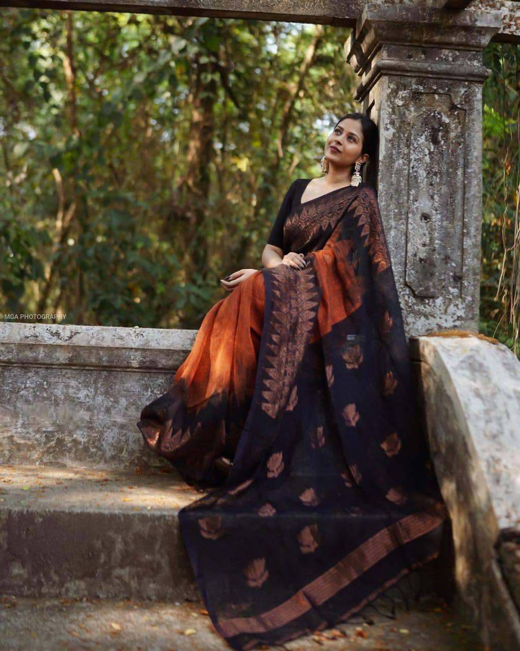 Banarasi Soft Silk Saree With Zari Weaving Work - Ibis Fab