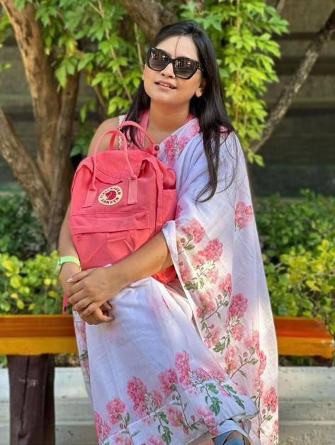Beautiful White & Pink Color Indian Saree