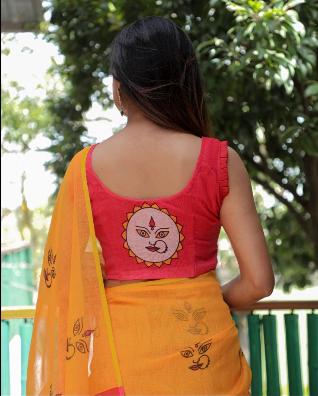Beautiful Yellow And Red Digital printed saree - Ibis Fab