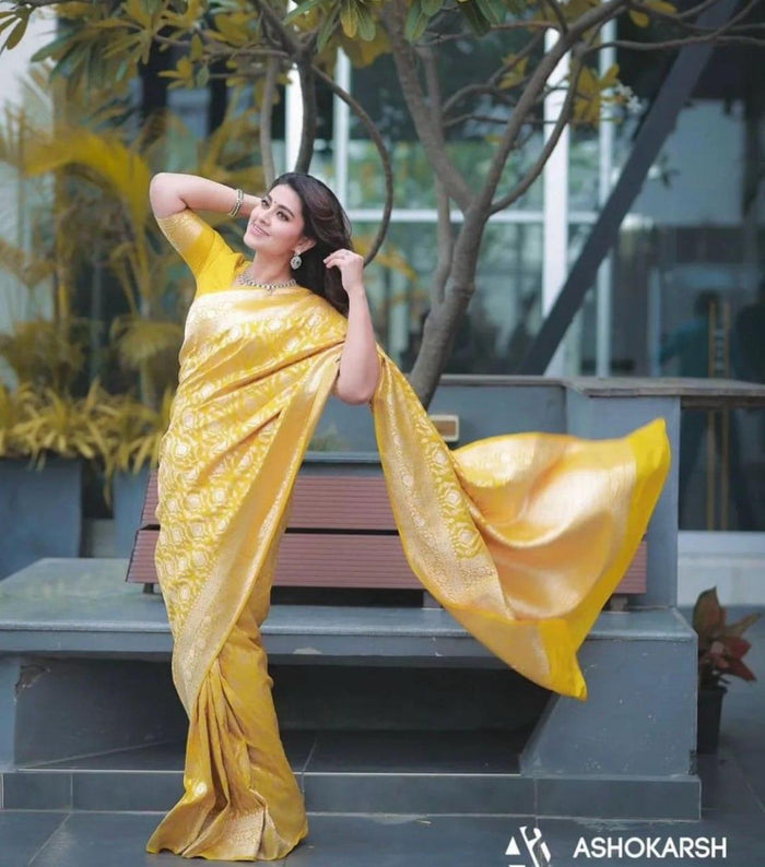 Beautiful Zari Work In the Form Of Traditional Motifs Beautiful Saree