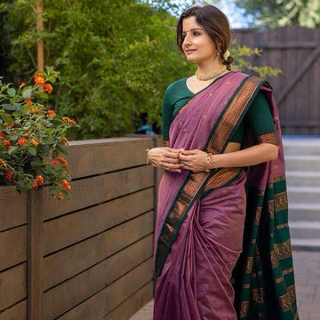 Bewitching Lavender Soft Silk Saree With Vibrant Blouse Piece - Ibis Fab