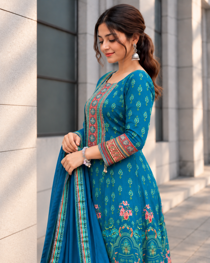 Rajasthani Chinon Anarkali Kurta Set for Women
