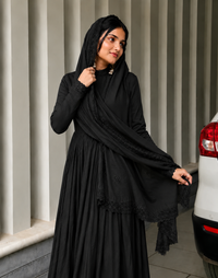 Elegant Black Cotton Anarkali Suit Set