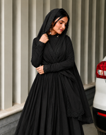 Elegant Black Cotton Anarkali Suit Set