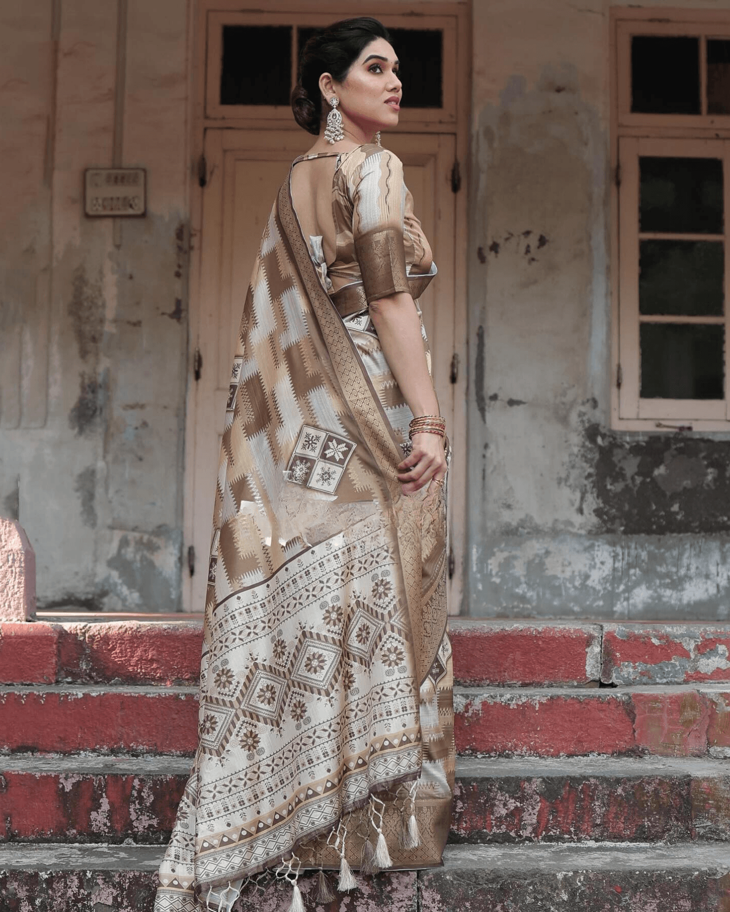 Blissful Multi Colored Jacquard Silk Saree - Ibis Fab