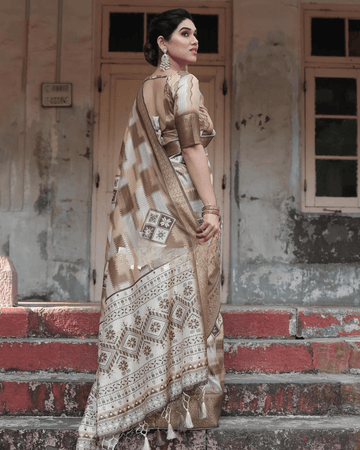 Blissful Multi Colored Jacquard Silk Saree