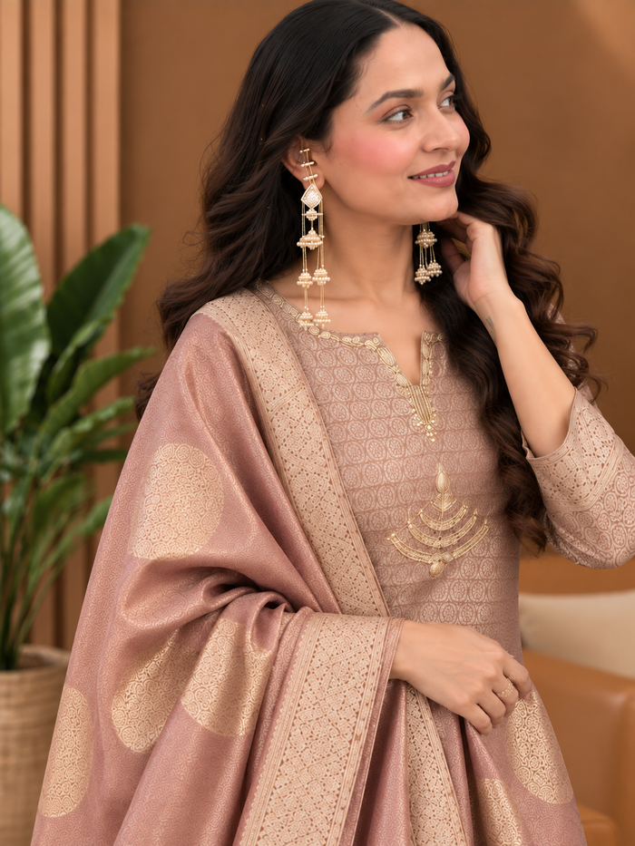 Women’s Banarasi Silk Suit Set with Dupatta – Elegant Ethnic Party Wear