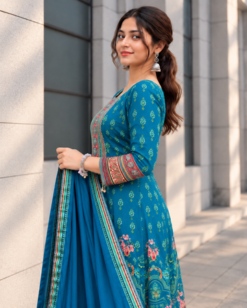 Rajasthani Chinon Anarkali Kurta Set for Women